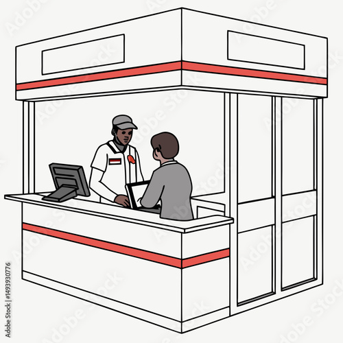 Modern trade show booth design two people interaction