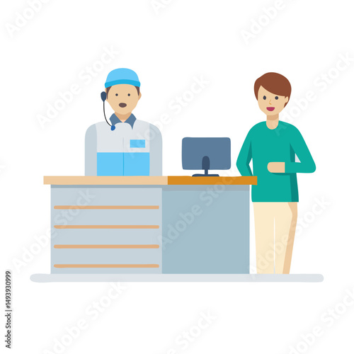 Professional customer service illustration, clean cutout, transparent background