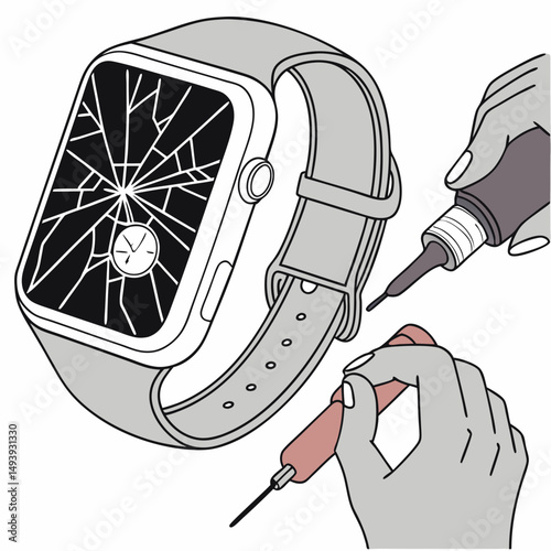 Smartwatch repair cracked screen adhesive replacement