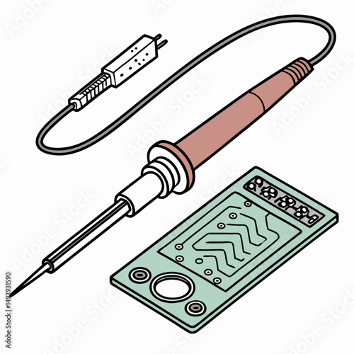 Soldering iron kit with circuit board for electronics repair