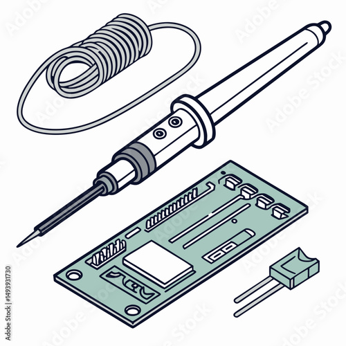 Soldering iron circuit board electronics repair kit components