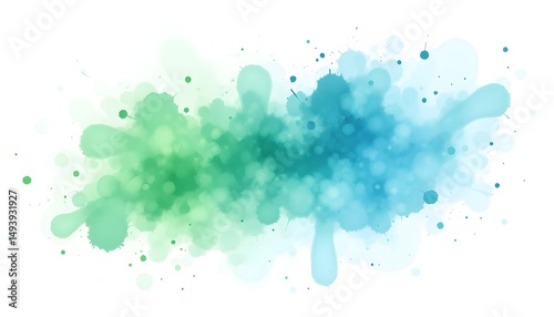 Bright Splash of Green and Blue on a White Background