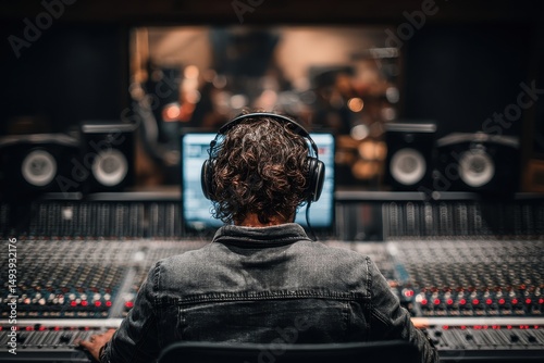 A music producer mixing tracks in a recording studio