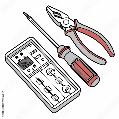 Repair tools screwdriver pliers electrical panel box
