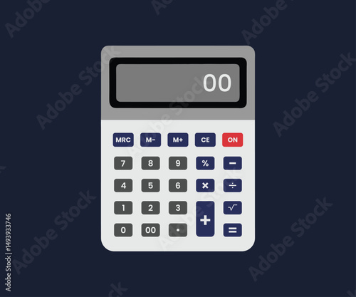A Modern Grey Calculator on Blue Background