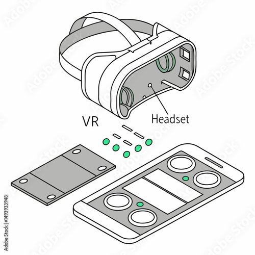 Vr headset and mobile controller exploded diagram