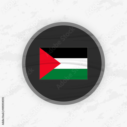 Palestinian Flag in a Circular Emblem Design, Abstract Round Sticker Illustration.