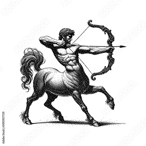 A detailed illustration of a centaur archer in a dynamic pose