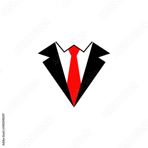 Business Suit Icon with Red Tie