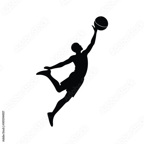 Basketball Player Dunking Silhouette
