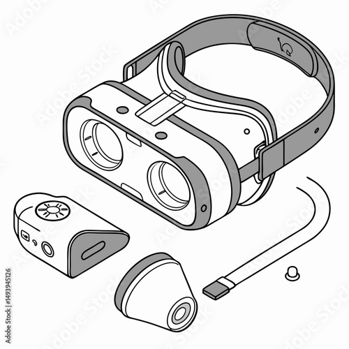 Virtual reality headset with controller and camera