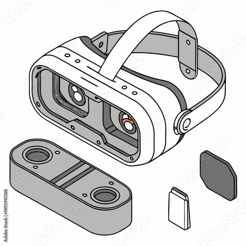 Virtual reality headset disassembled parts diagram