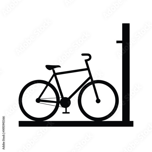 Bicycle Leaning Against Wall Silhouette