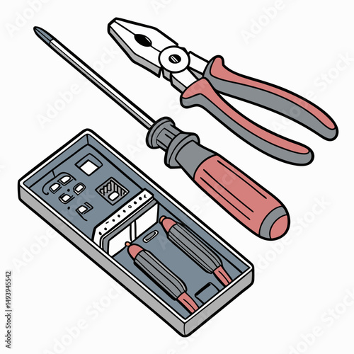 Repair kit tools screwdriver pliers electronics gadget