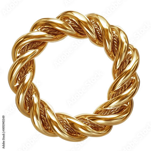  intage twisted rope metal ring with intricate golden isolated [Transparent Background PNG] photo