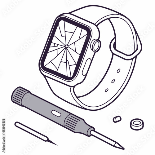 Broken smartwatch screen repair kit tools