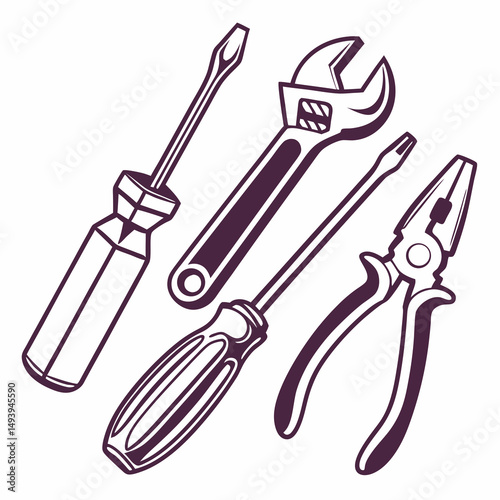 Essential hand tools screwdriver wrench pliers repair kit