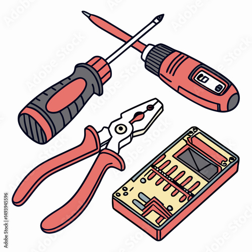 Repair tools kit screwdriver pliers multimeter