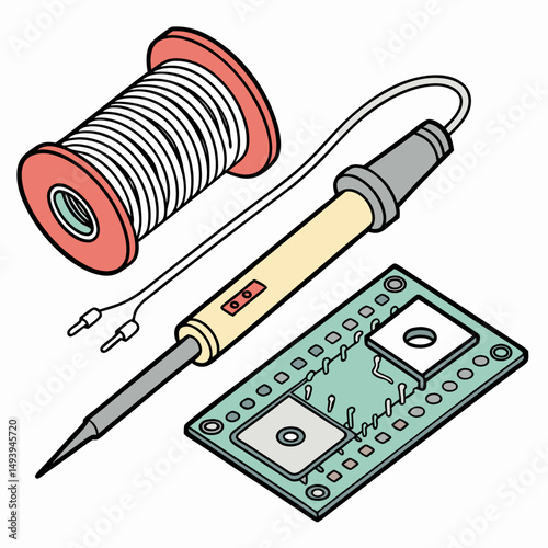 Soldering iron spool of solder circuit board electronics repair