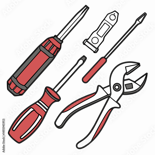 Professional tool set illustration isolated on white