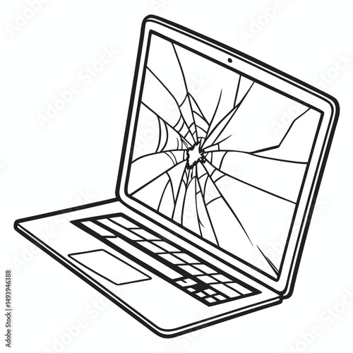 Broken laptop screen cracked display computer repair