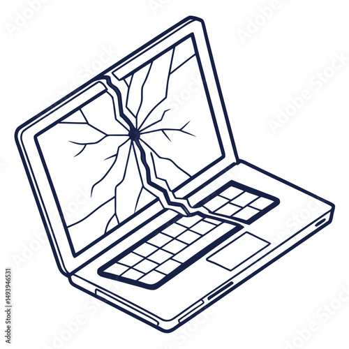 Broken laptop screen cracked display computer repair