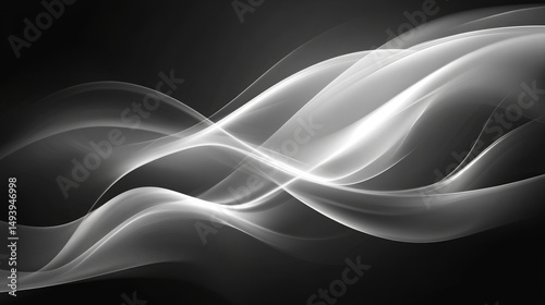 Abstract design with flowing, luminous white lines on a dark background