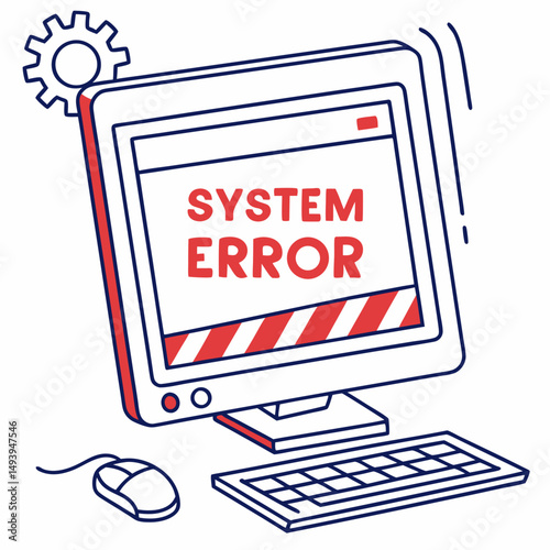 Computer system error message screen illustration