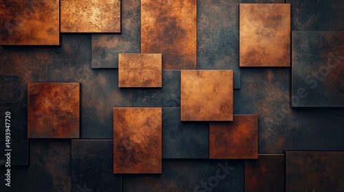 Abstract copper squares wall
