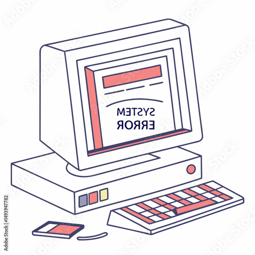 Retro computer system error message illustration