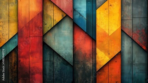 Abstract colorful wood panel design