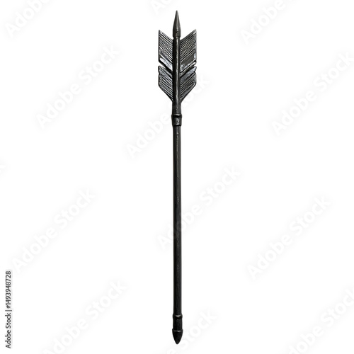 Sleek Arrow with a Modern Profile in Deep Charcoal Isolated on Transparent Background