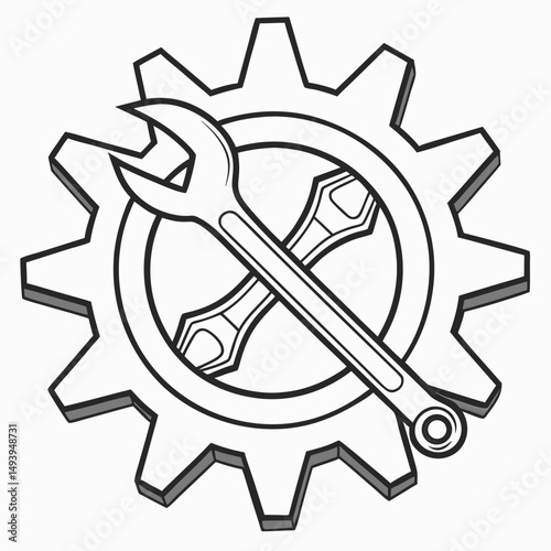 Gear wrench mechanic tools repair service logo