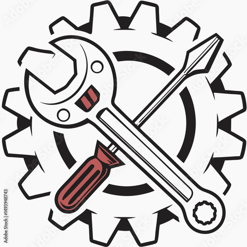Wrench and screwdriver gear mechanic tools repair