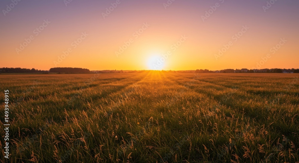 Fototapeta premium Vibrant Sunset Over a Golden Field