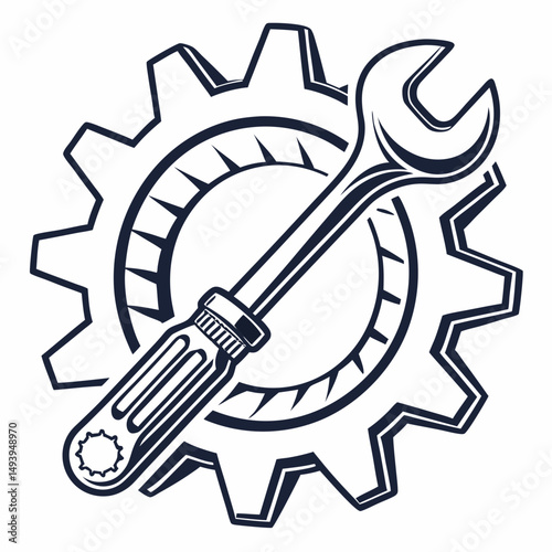 Gear and wrench mechanic tools repair service