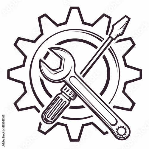 Wrench screwdriver gear mechanic tools repair service