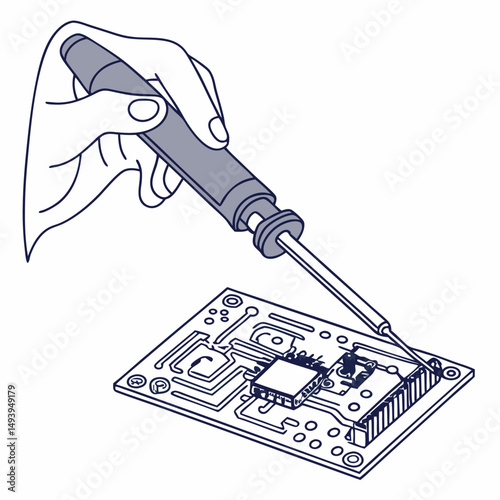 Hand soldering electronic circuit board component repair