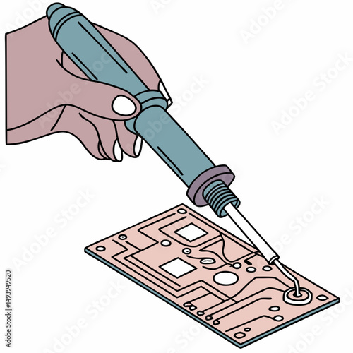 Professional soldering illustration circuit board repair