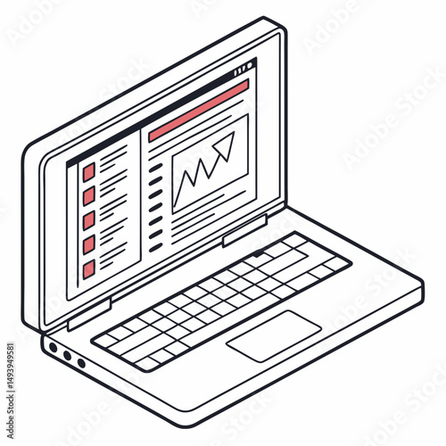 Laptop screen showing upward trending graph data analysis