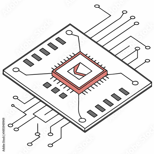 Isometric microchip technology circuit board design
