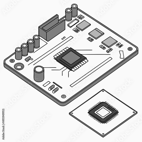 Computer motherboard cpu processor technology illustration