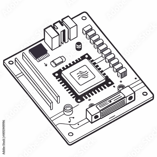 Professional circuit board design element isolated on white