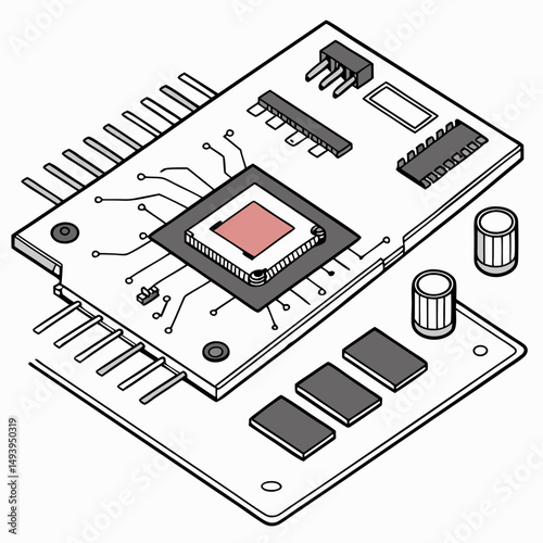 Computer circuit board with microchip and components