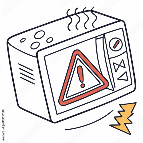 Broken microwave oven needs repair warning sign