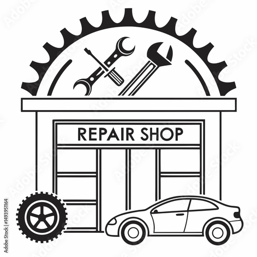 Auto repair shop gear wrench car service