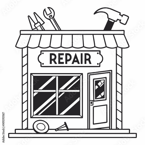Repair shop building tools hammer wrench pliers
