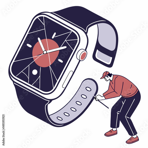 Smartwatch repair technician fixing cracked screen
