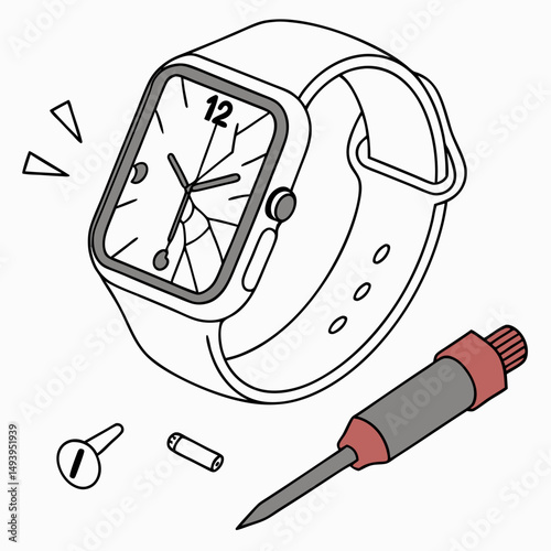 Broken smartwatch screen repair kit tools