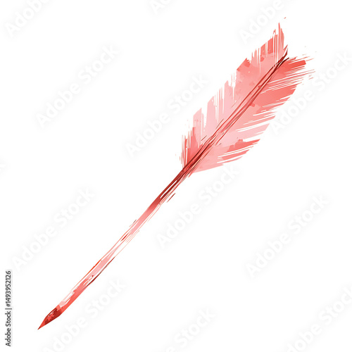 Artistic Arrow with Freeform Strokes in Delicate Rose Isolated on Transparent Background